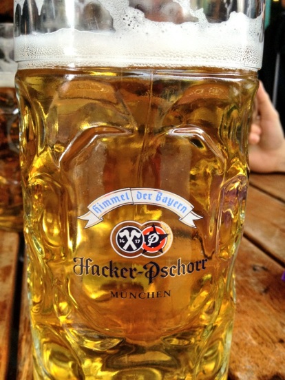 My first liter of German beer! Drinking the whole thing is harder than it may seem...